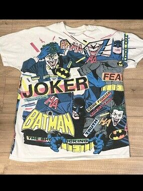 Rare Vintage 1989 DC Comics Batman & Joker Graphic Tee - White